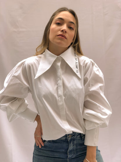 Camisa cuello largo blanco